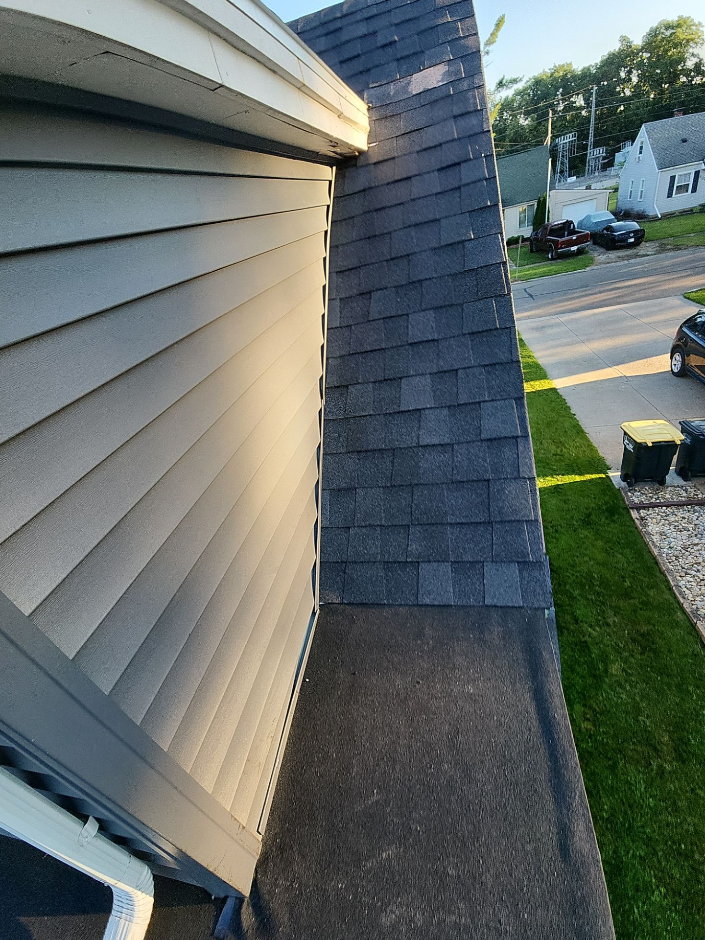 shingle roof easement to flat roof residential