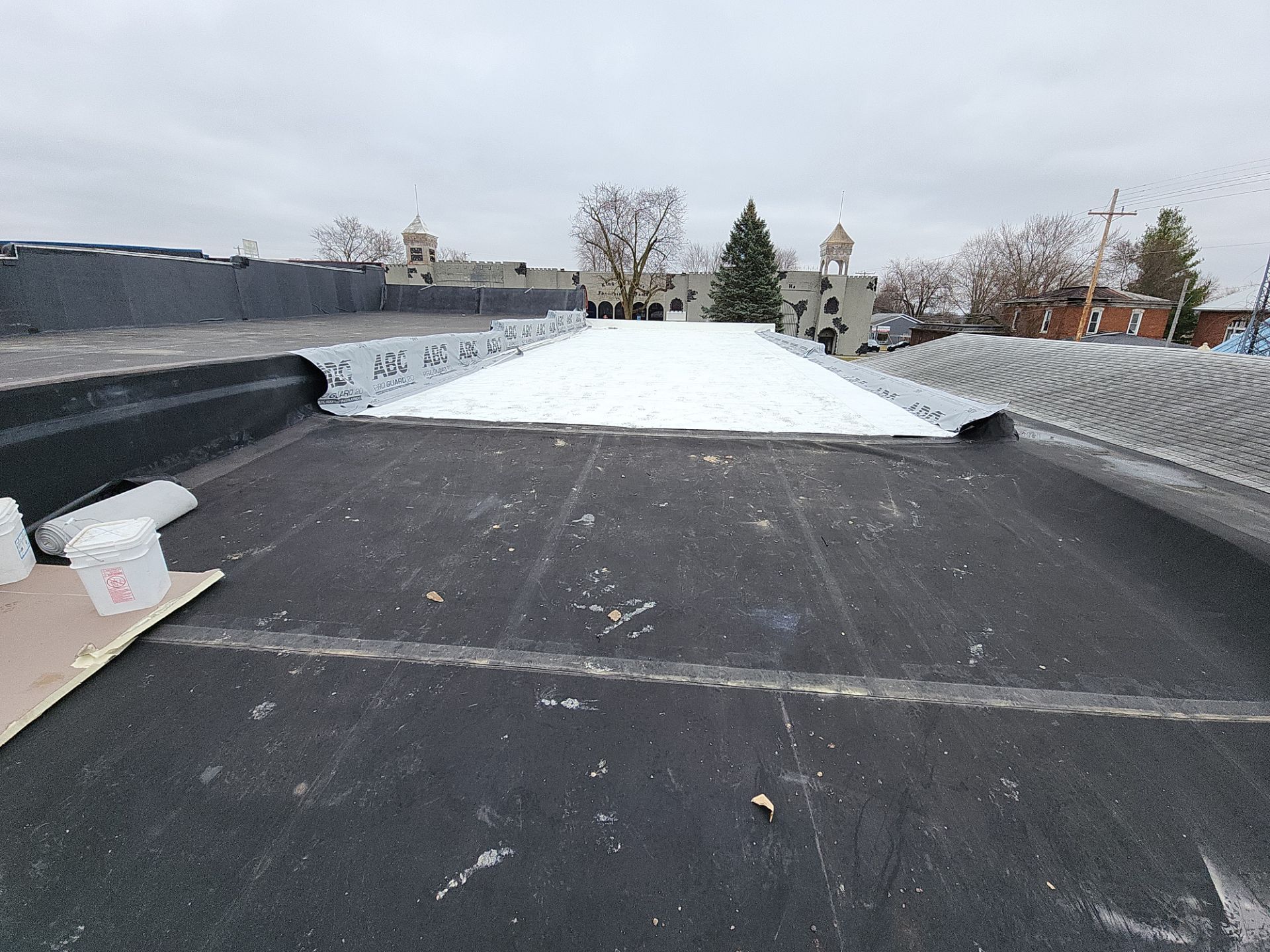 commercial roof in progress rooftop